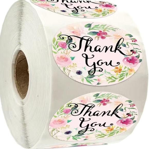 500 Roll Flowers Thank You Stickers PRICE IS FIRM - Picture 2 of 4
